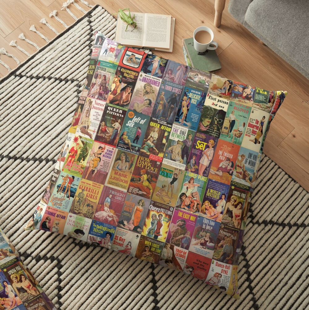 Lesbian Pulp Novels Floor Pillow