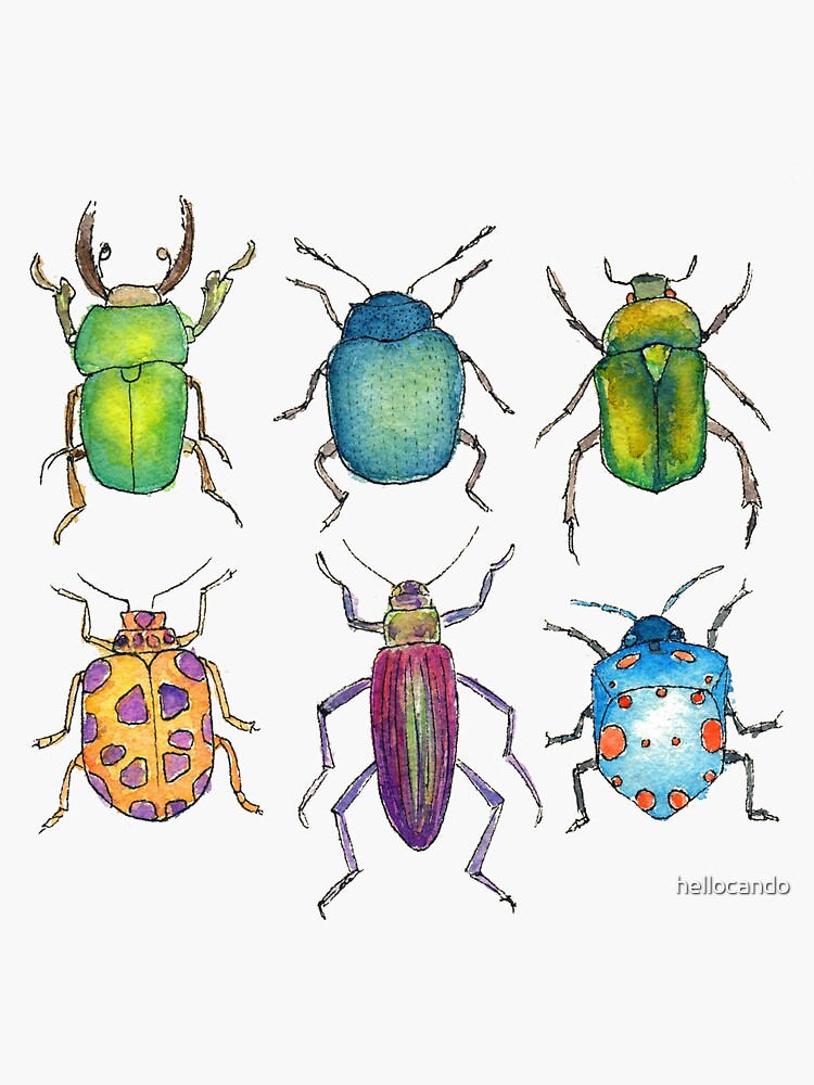 "Colorful Beetles and Bugs Painting Pattern - Little Monsters - Scatter