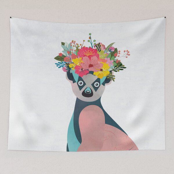 Item preview, Lemur with a crown of flowers designed and sold by YanayMora.