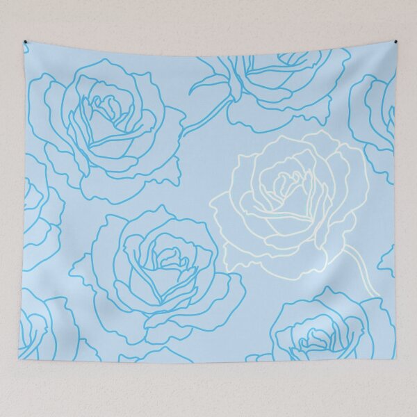 Item preview, Blue and White Sketched Flowers designed and sold by Poetic Patterns Studio.