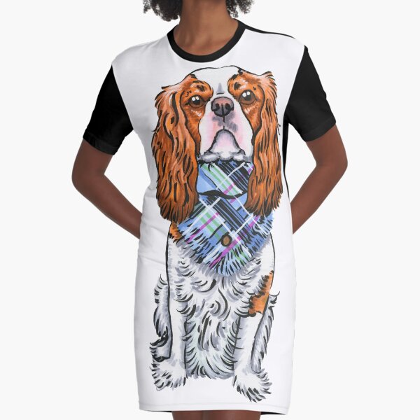 Cavalier King Charles Spaniel - Blenheim Scarf Graphic T-Shirt Dress