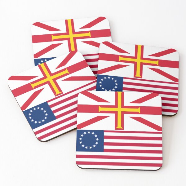 Aperçu de l'œuvre Drapeaux Betsy Ross des îles Anglo-Normandes et des États-Unis créée et vendue par JonathanR1994.