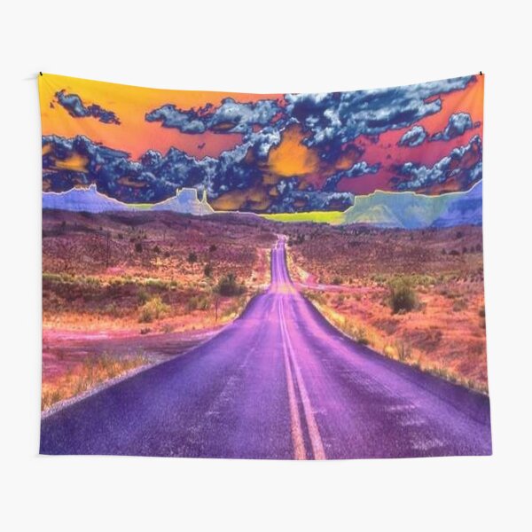 Psychedelic Road Scene Tapestry