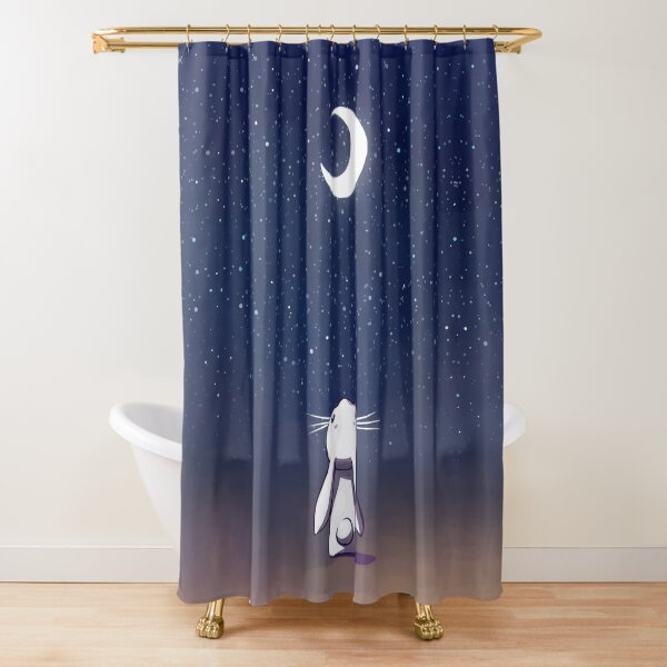 Moon Bunny Shower Curtain