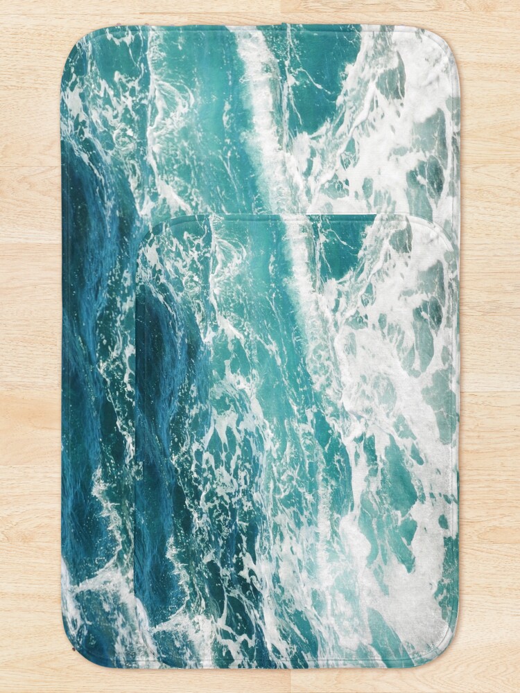 Alternate view of Blue Ocean Waves Bath Mat