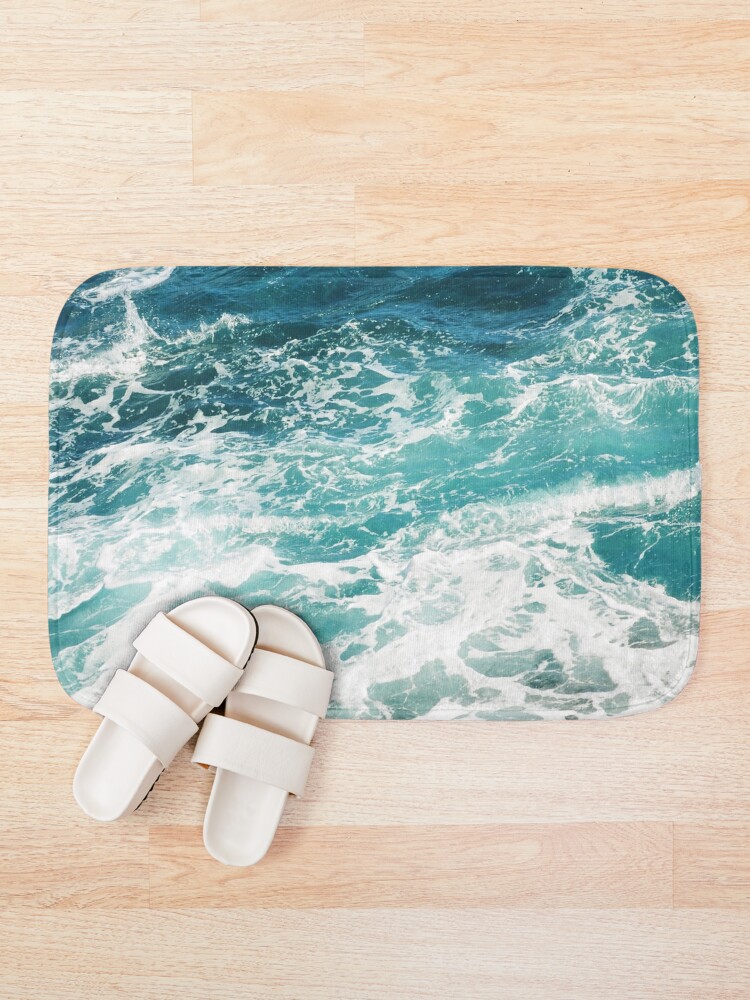 Alternate view of Blue Ocean Waves Bath Mat
