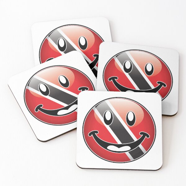 Artikelvorschau, Trinidad und Tobago-Flaggen-glücklicher Gesichts-smiley Emoji Knopf entworfen und verkauft von IdentiTee Studios.