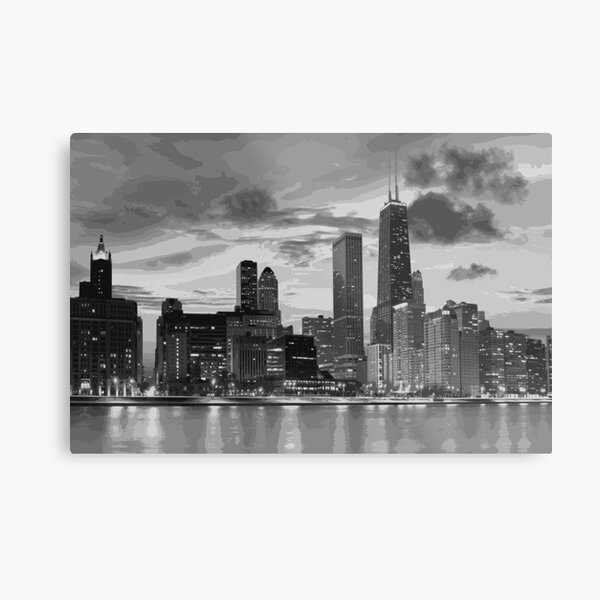 Chicago skyline in black and white Metal Print