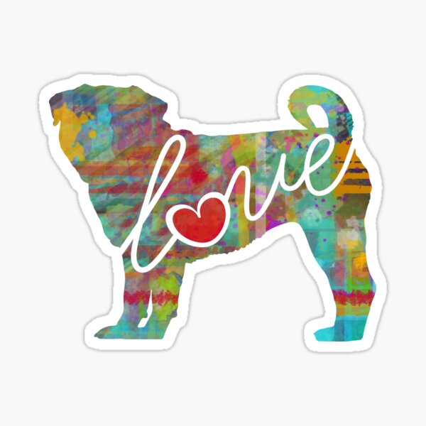 Pug Love - A Bright and Colorful Watercolor Style Gift Sticker