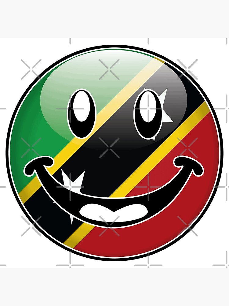 "St Kitts and Nevis Flag Happy Face Smiley Emoji Button" Art Print for