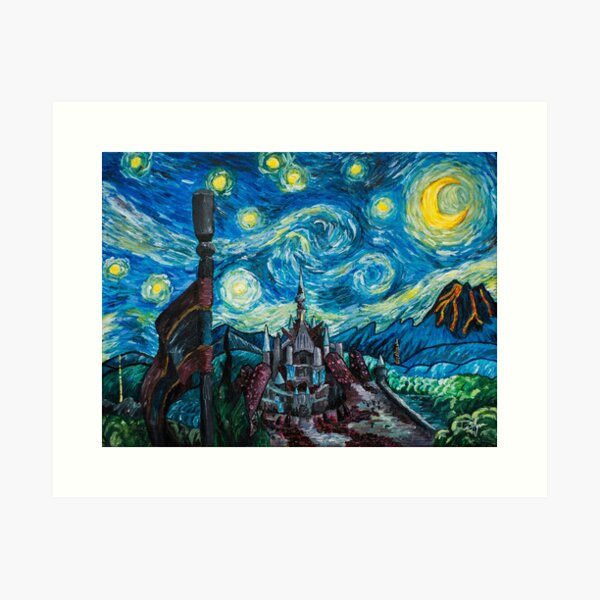 Starry Night Over the Castle Art Print