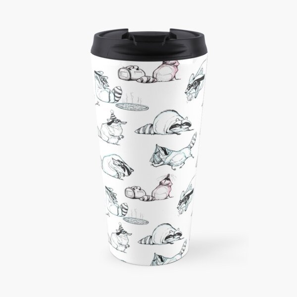 Raccoon Comic Pattern Travel Mug