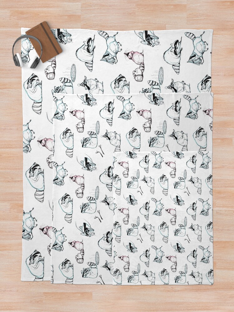 Alternate view of Raccoon Comic Pattern Throw Blanket