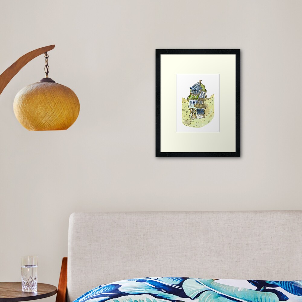 Watercolor Fantasy Cottage Framed Art Print
