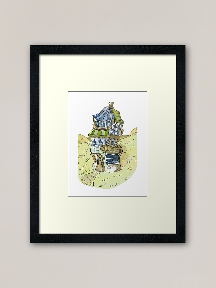 Alternate view of Watercolor Fantasy Cottage Framed Art Print