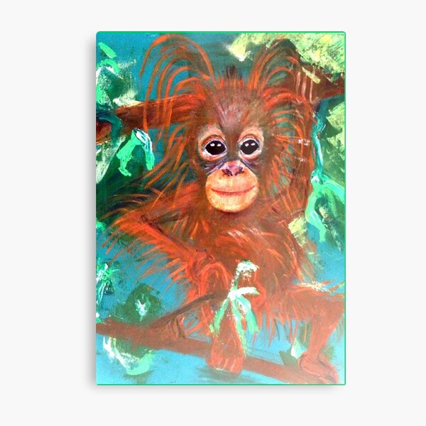 LAZY ORANGUTANG APE MONKEY EATING IN TREE PAINTING ART REAL CANVAS PRINT