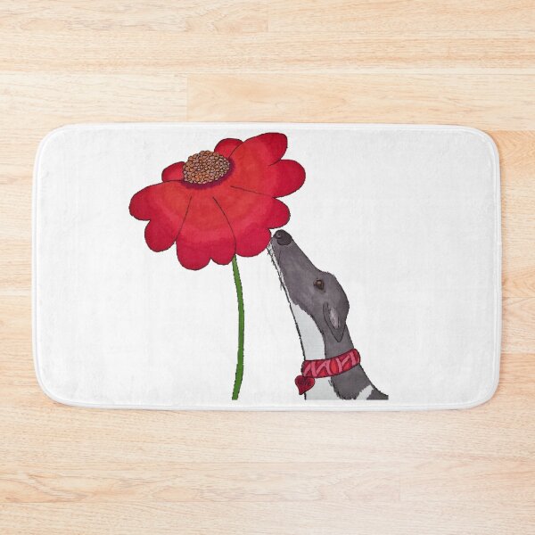 Item preview, Just Sniffing Valentine - A Greyhound Sniffing a Red Flower designed and sold by JaneWrenArt.