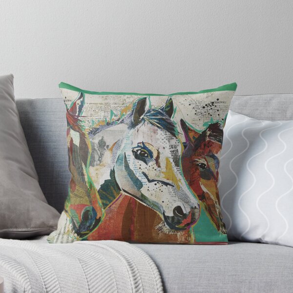 Item preview, Three Horses Colorful Collage Artwork designed and sold by traciwithani.