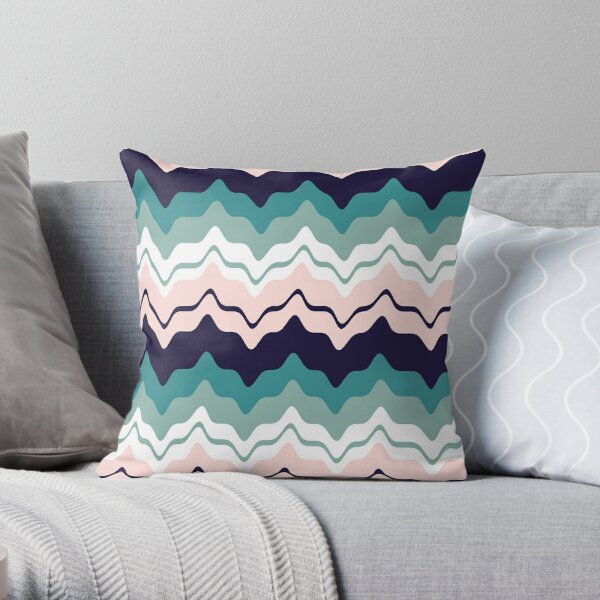 Zig Zag Multi Color Pattern Hot Pink Orange Teal Gold Throw Pillow with Insert  Included Couch Cushion