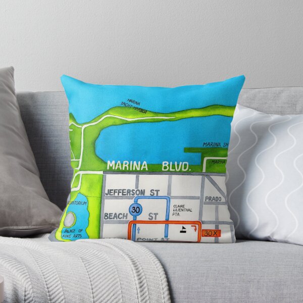 San Francisco map - Marina Throw Pillow