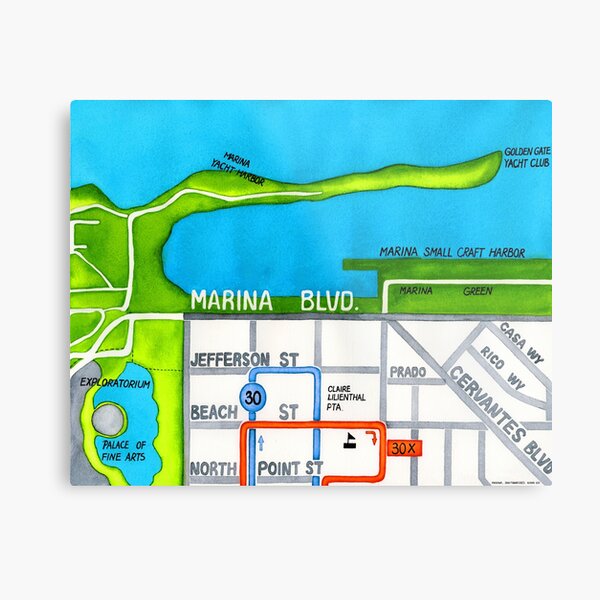 San Francisco map - Marina Metal Print