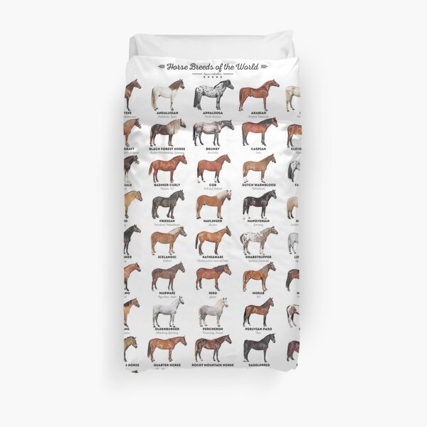 Horse Breeds Of The World Duvet Cover