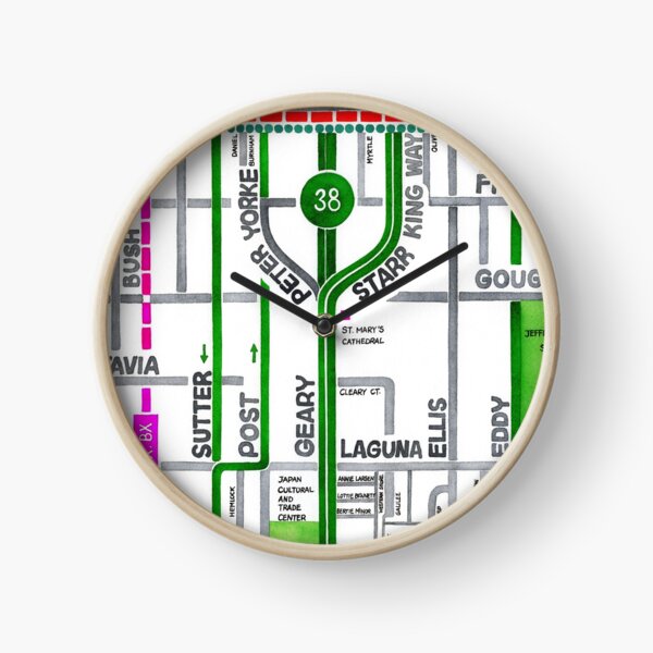 San Francisco map - Cathedral Hill / Japantown Clock