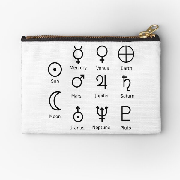 Astronomical Symbols: #Sun, #Mercury, #Venus, #Earth, Mars, Jupiter, Saturn, Uranus, Neptune, Pluto Zipper Pouch