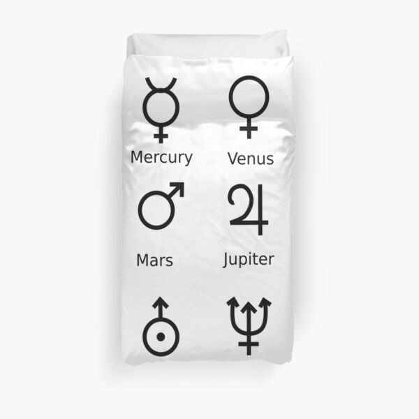 Astronomical Symbols: #Sun, #Mercury, #Venus, #Earth, Mars, Jupiter, Saturn, Uranus, Neptune, Pluto Duvet Cover