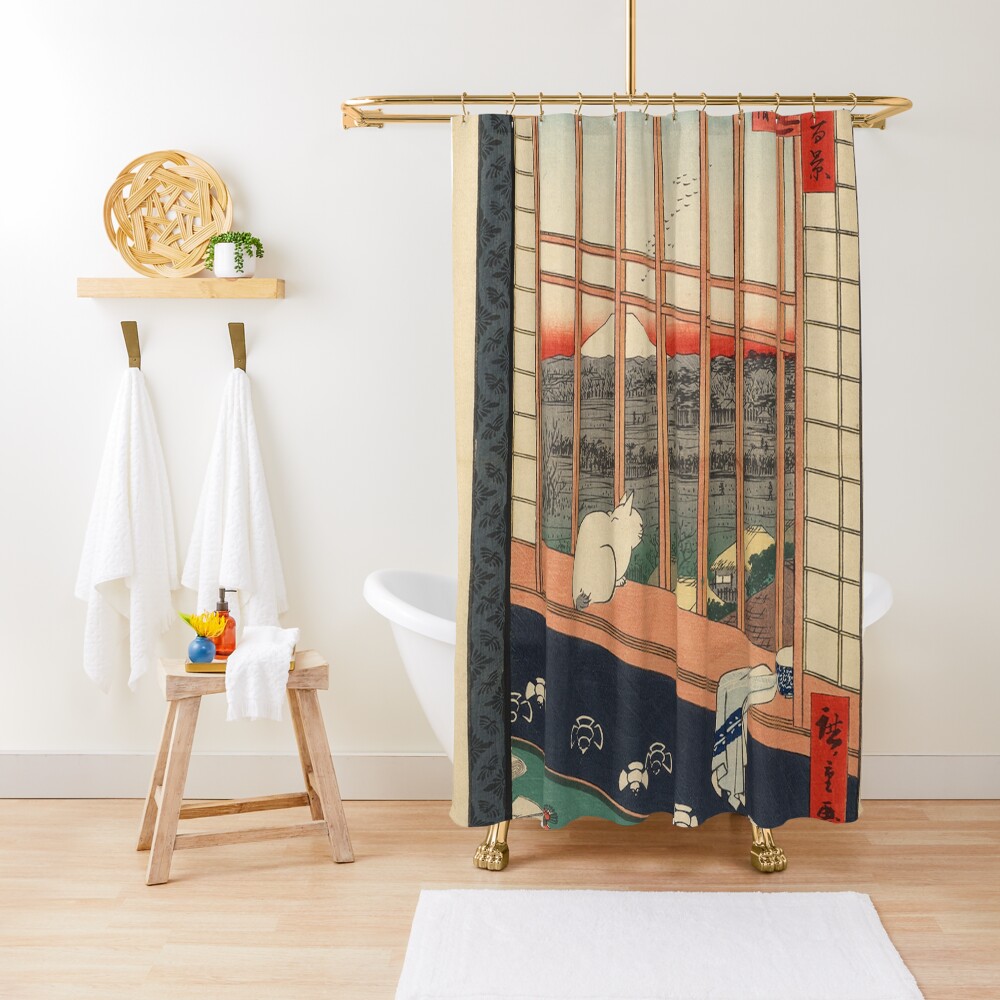 Ricefields And Torinomachi Festival 100 Famous Views Of Edo By Hiroshige Utagawa Shower Curtain