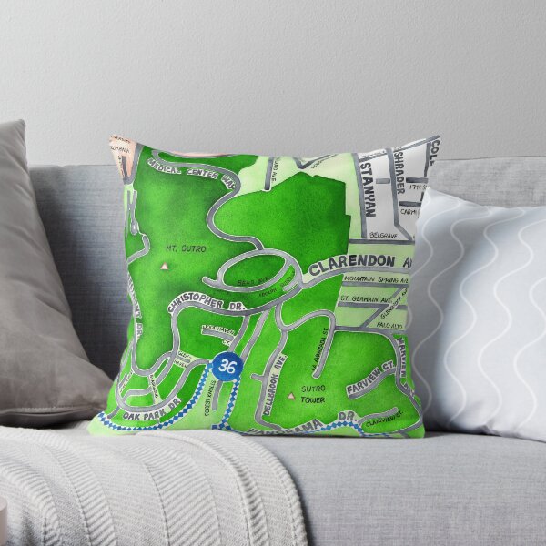San Francisco map - Mt. Sutro Throw Pillow