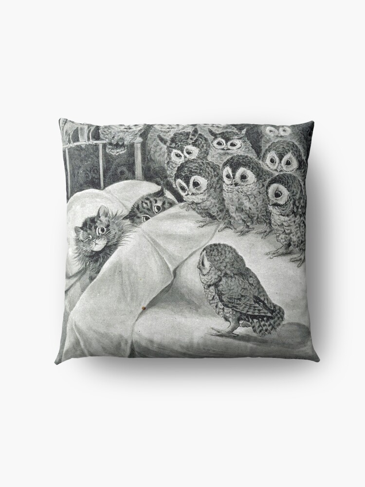 Alternate view of Louis Wain Cat Nightmare Owl Bird Floor Pillow