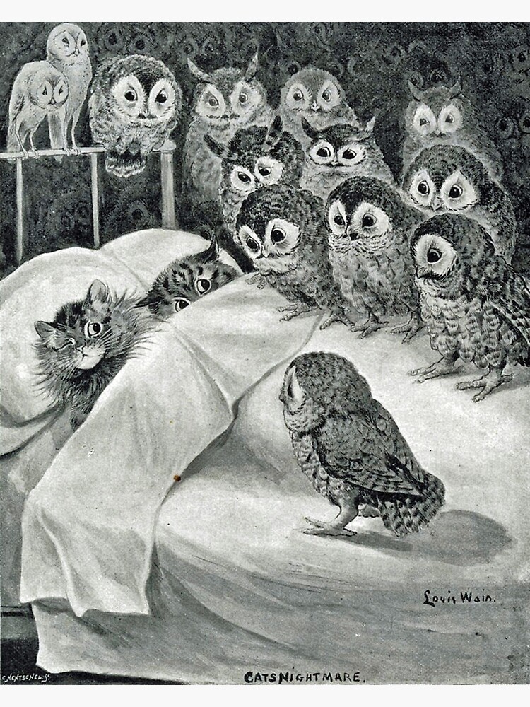 Louis Wain Cat Nightmare Owl Bird by historicalstuff