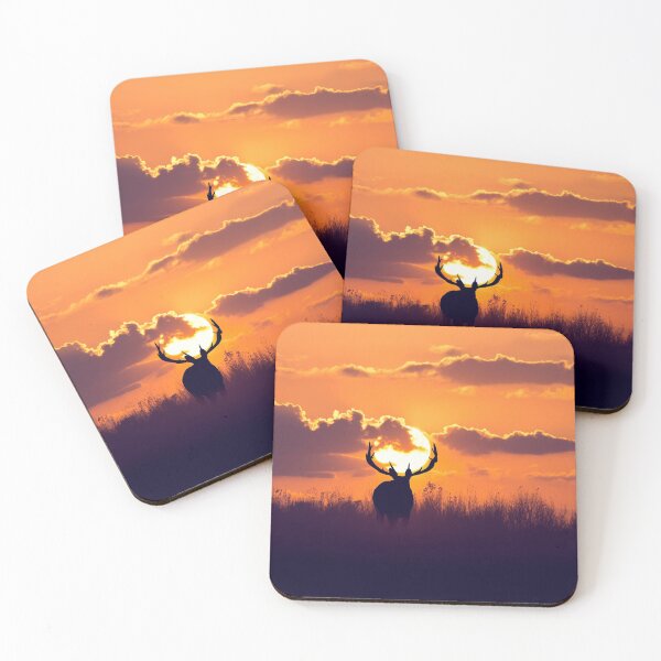 Item preview, Silhouette of deer in the grassland against sunset designed and sold by svetlanna.