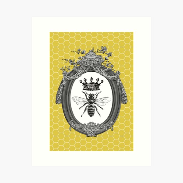 Queen Bee | Vintage Honey Bees | Honeycomb Patterns | Art Print