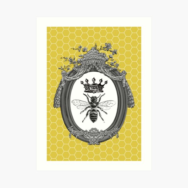 Queen Bee | Vintage Honey Bees | Honeycomb Patterns | Art Print