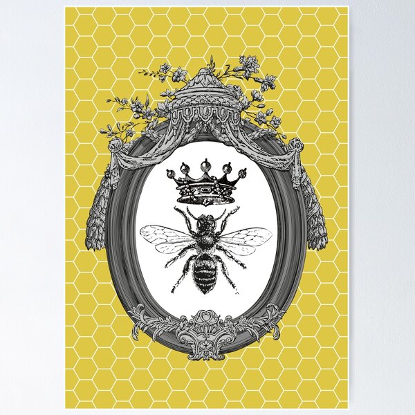 Queen Bee | Vintage Honey Bees | Honeycomb Patterns | Poster