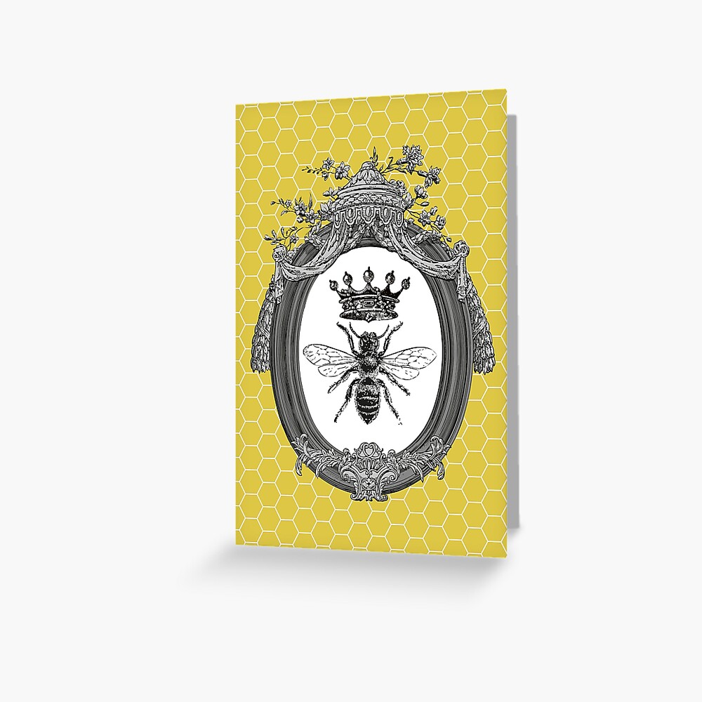 Queen Bee | Vintage Honey Bees | Honeycomb Patterns | Greeting Card