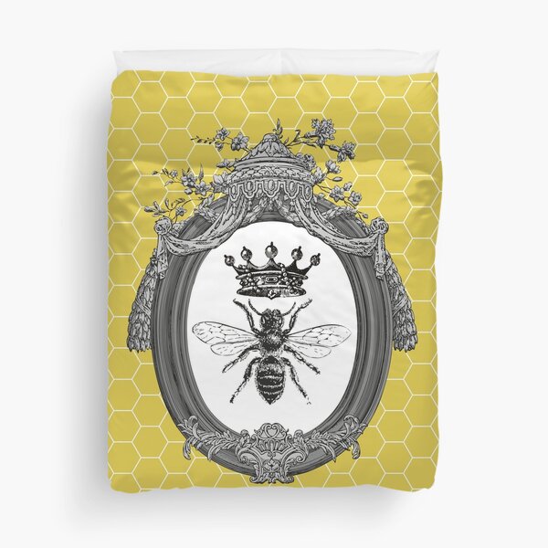 Queen Bee | Vintage Honey Bees | Honeycomb Patterns |  Duvet Cover