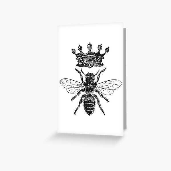 Queen Bee | Vintage Honey Bees | Black and White |  Greeting Card