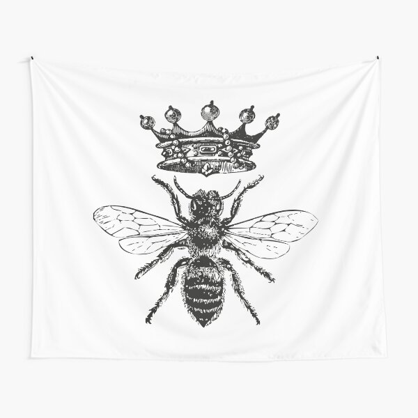 Queen Bee | Vintage Honey Bees | Black and White | Tapestry