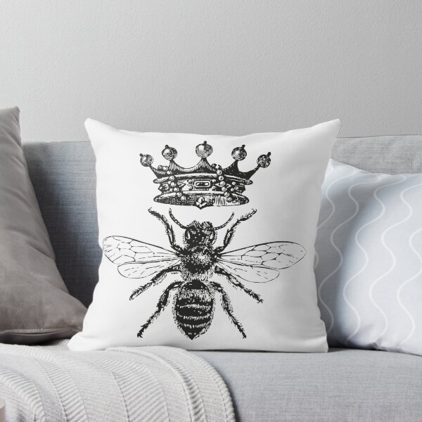 Vista previa del artículo con la obra «Abeja reina | Abejas melíferas vintage | Blanco y negro |», diseñado y vendido por EclecticAtHeART.