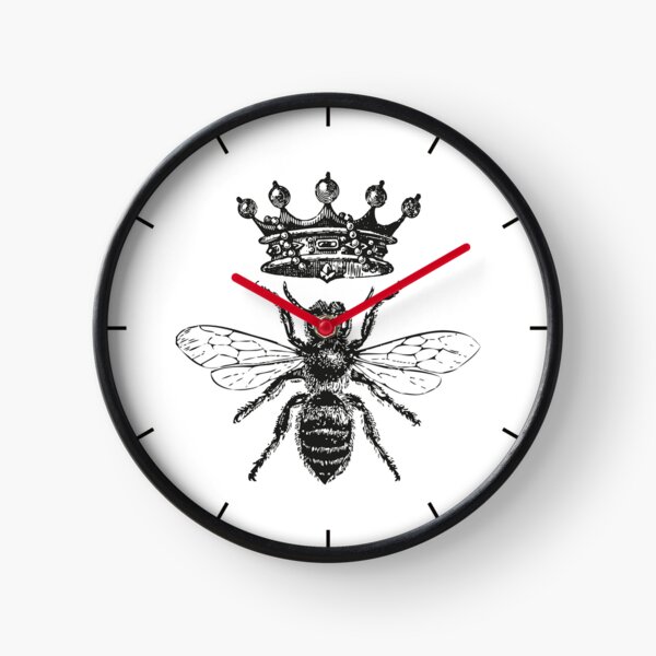 Queen Bee | Vintage Honey Bees | Black and White | Clock