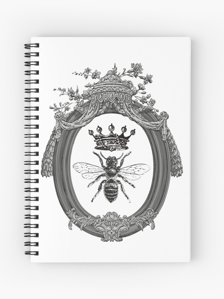 Queen Bee Vintage Honey Bees Black White And Grey Spiral