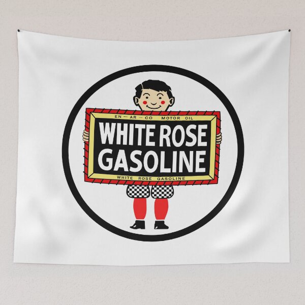 Item preview, White Rose Gasoline. Boy with slate vintage sign. Clean version designed and sold by htrdesigns.