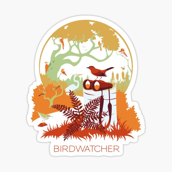 Birdwatcher (reds) Sticker