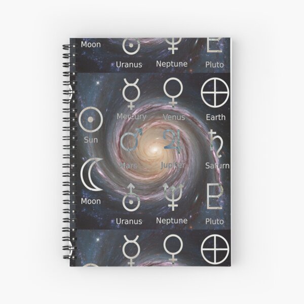 Astronomical Symbols: #Sun, #Mercury, #Venus, #Earth, Mars, Jupiter, Saturn, Uranus, Neptune, Pluto Spiral Notebook