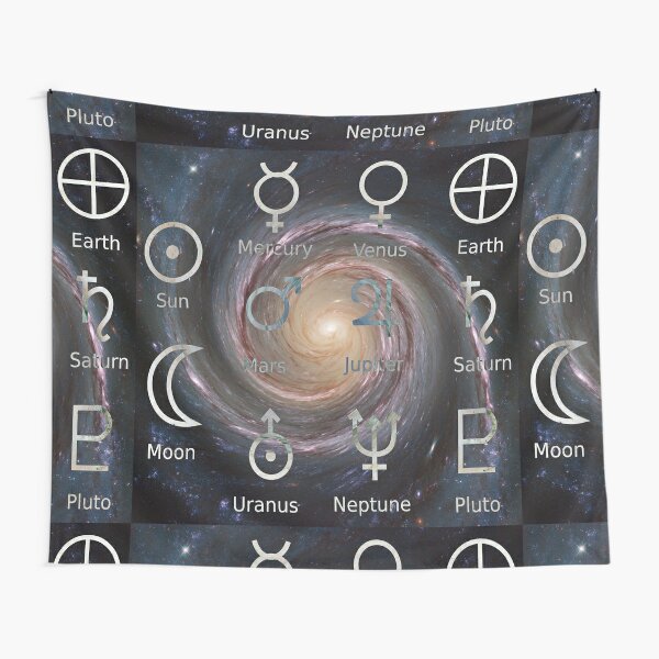 Astronomical Symbols: #Sun, #Mercury, #Venus, #Earth, Mars, Jupiter, Saturn, Uranus, Neptune, Pluto Tapestry