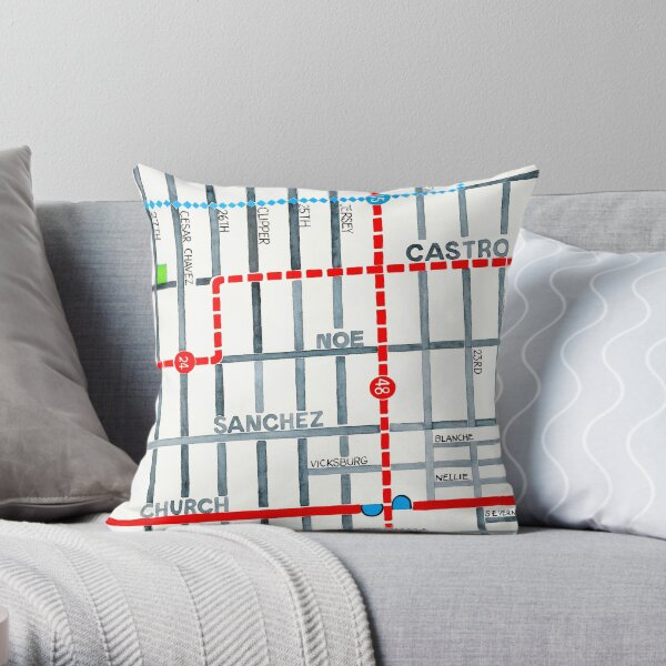 San Francisco map - Noe Valley Throw Pillow