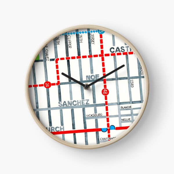 San Francisco map - Noe Valley Clock